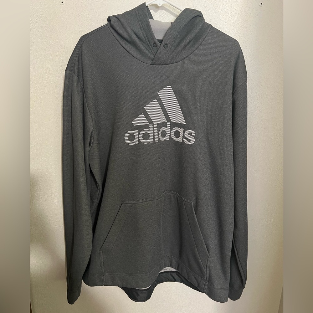 ADIDAS Classic Fleece Quick Dry Logo Hoodie Light‎ and Dark Grey Men's Size XL